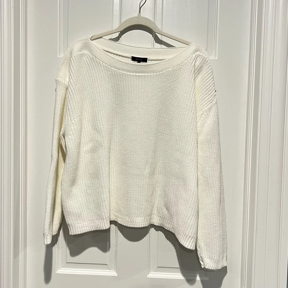 Quince 100% Organic Cotton Fisherman Boatneck Sweater Ivory XL - Picture 3 of 7